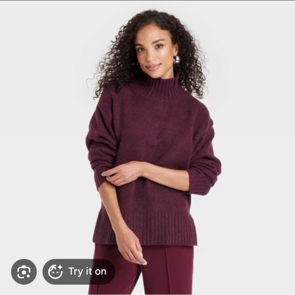 A New Day Cozy Knit Mock Turtleneck Pullover Sweater - Size M